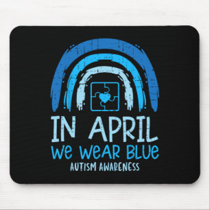 Puzzle Rainbow In April We Wear Blue Autism Awaren Mouse Pad