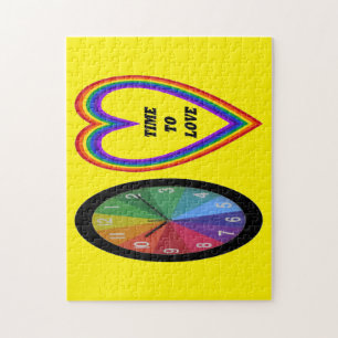 Puzzle Rainbown Clock With Heart Time To Love
