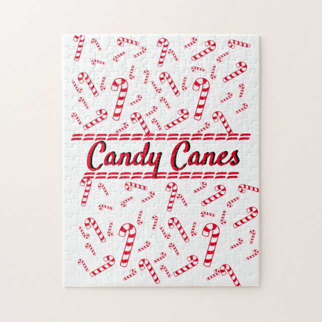 Puzzle -  Red Candy Canes with Text (Vertical)