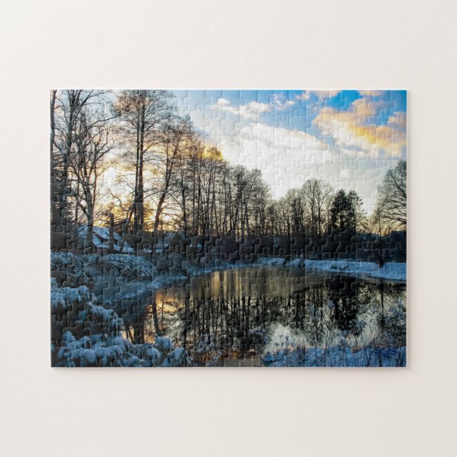 puzzle "Reflejos de invierno en Bispingen" (Horizontal)