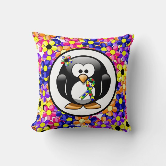 Puzzle Ribbon Penguin Cushion (Front)