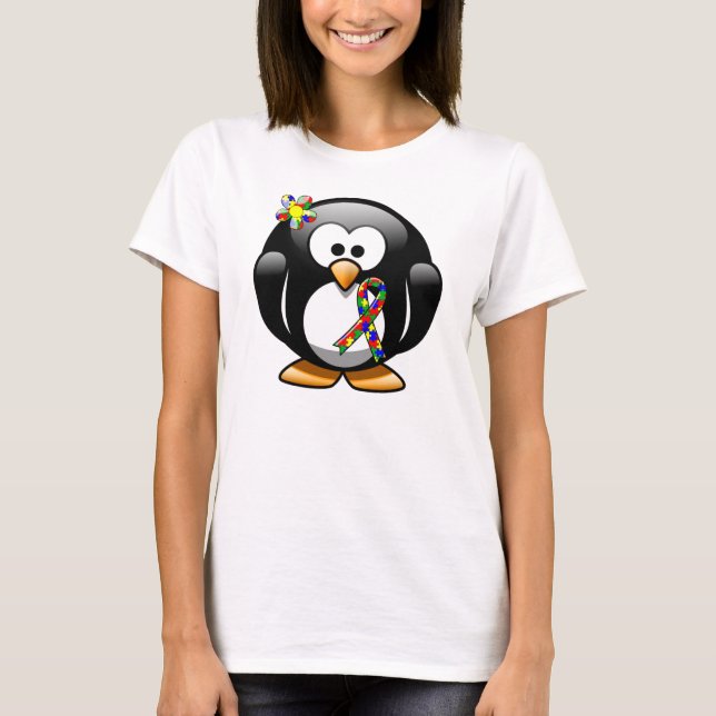 Puzzle Ribbon Penguin T-Shirt (Front)