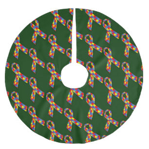 Puzzle Ribbons Tiled Pattern Brushed Polyester Tree Skirt