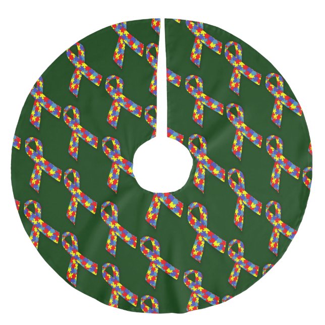 Puzzle Ribbons Tiled Pattern Brushed Polyester Tree Skirt (Front)