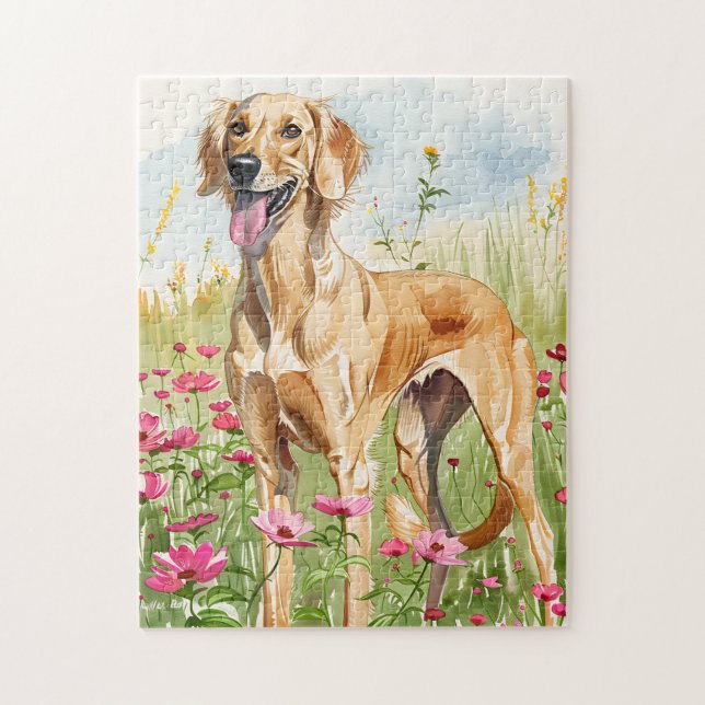 Puzzle – Saluki Watercolor Dog Jigsaw Gift (Vertical)