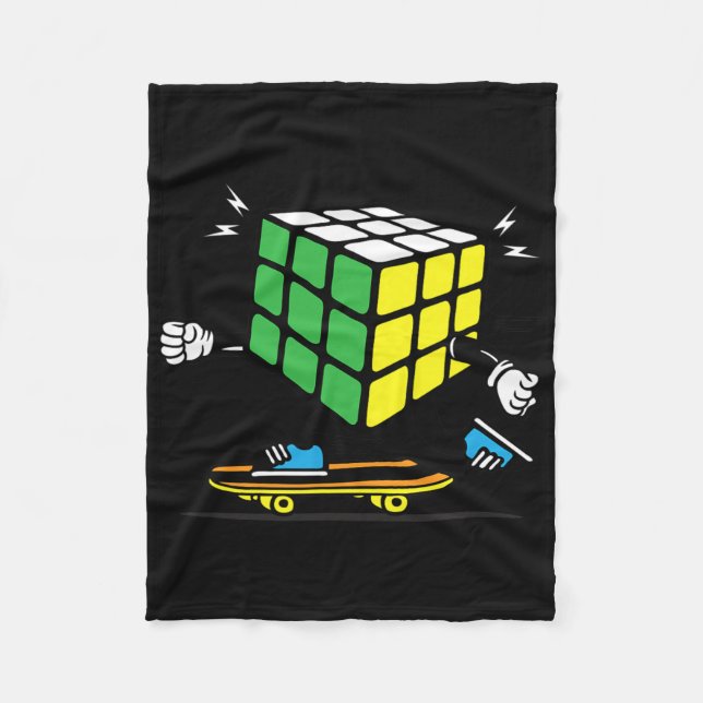 Puzzle Sciences Cube Skateboard Kawaii Skater Funn Fleece Blanket (Front)