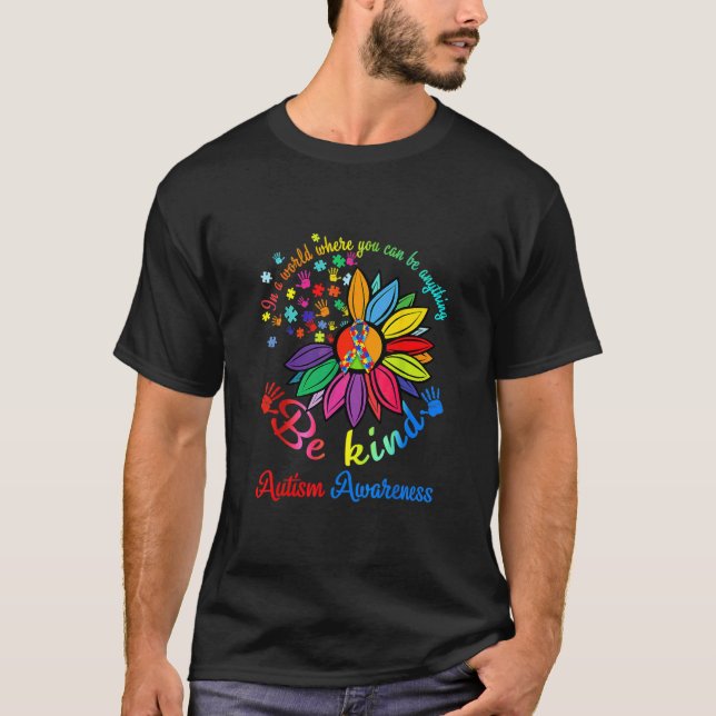 Puzzle Sunflower Be Kind Autism Awareness Mum Supp T-Shirt (Front)