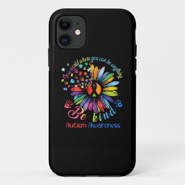 Puzzle Sunflower Be Kind Autism Awareness Support Case-Mate iPhone Case (Back)