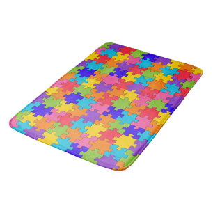 Puzzle tiles bath mat