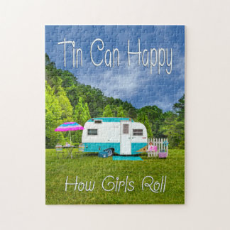 PUZZLE Tin Can Happy Vintage Camper