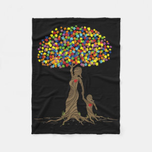 Puzzle Tree Love Mum And Autistic Daughter Autism Fleece Blanket