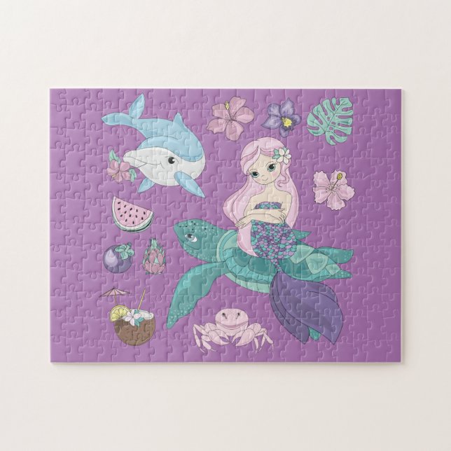 Puzzle "under the sea" for girls. (Horizontal)