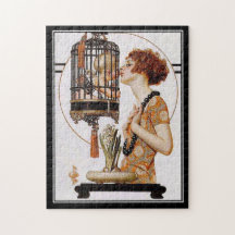 Puzzle Vintage lady baby cage
