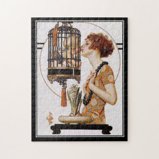 Puzzle Vintage lady baby cage