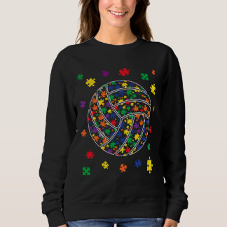 Puzzle Volleyball Autism Sport Autism Awareness Ki Sweatshirt