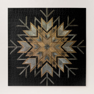 Puzzle Walnut with Etched steel and snowflake fram