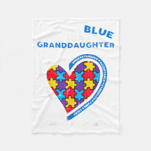 Puzzle Wear Blue For Granddaughter Autism Awarenes Fleece Blanket