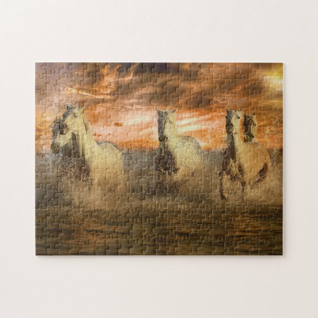 Puzzle-White Horses Jigsaw Puzzle (Horizontal)