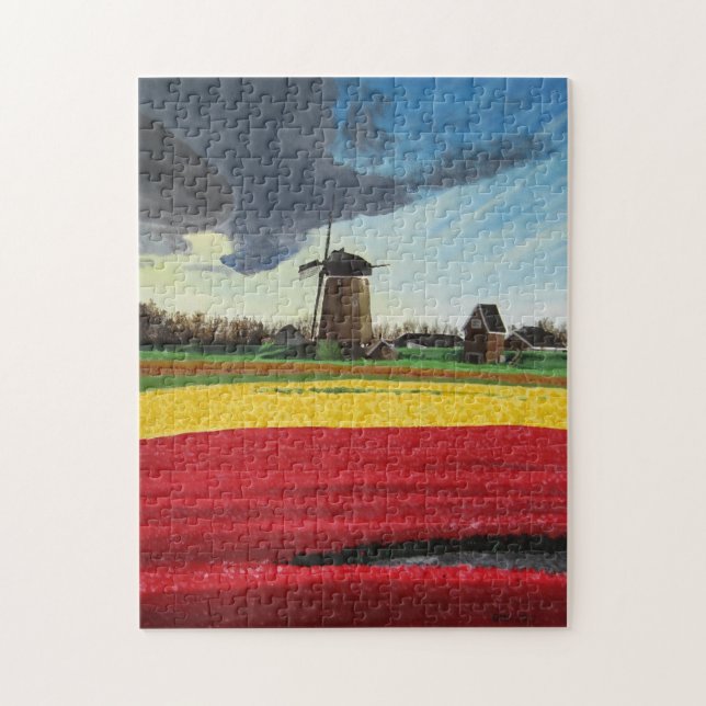 Puzzle Windmill and Tulips (Vertical)