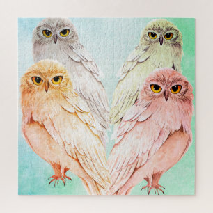 Puzzle with 4 different owls