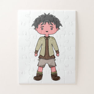 puzzle with cartoon boy illustration
