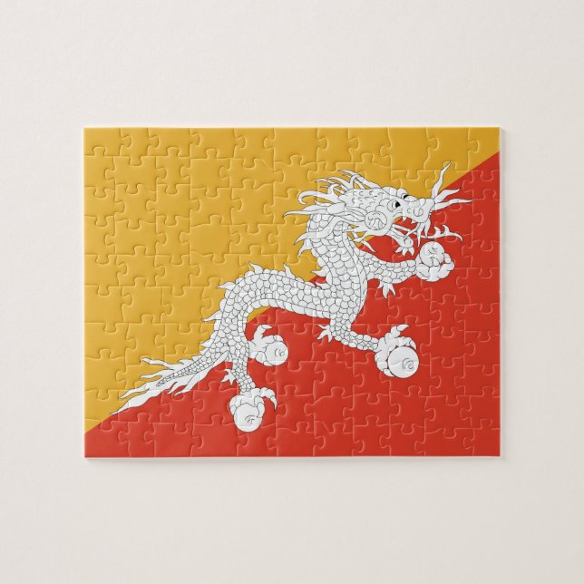 Puzzle with Flag of Bhutan (Horizontal)