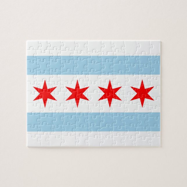 Puzzle with Flag of Chicago, Illinois (Horizontal)