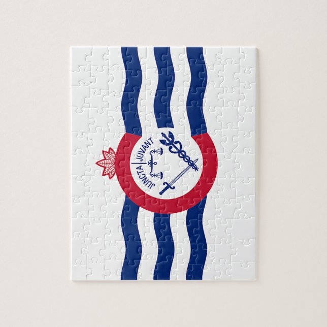 Puzzle with Flag of Cincinnati City (Vertical)