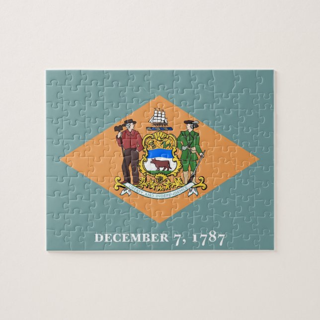 Puzzle with Flag of Delaware State (Horizontal)