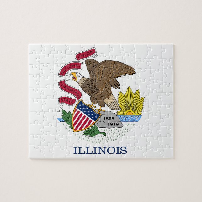 Puzzle with Flag of Illinois State (Horizontal)