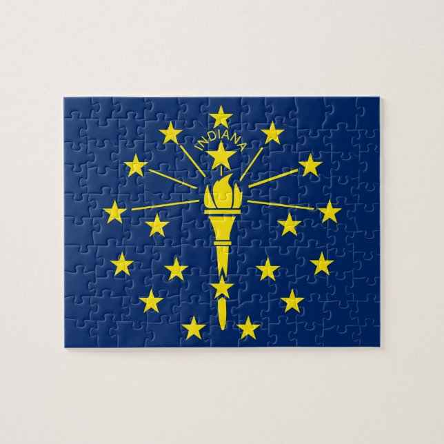 Puzzle with Flag of Indiana State (Horizontal)