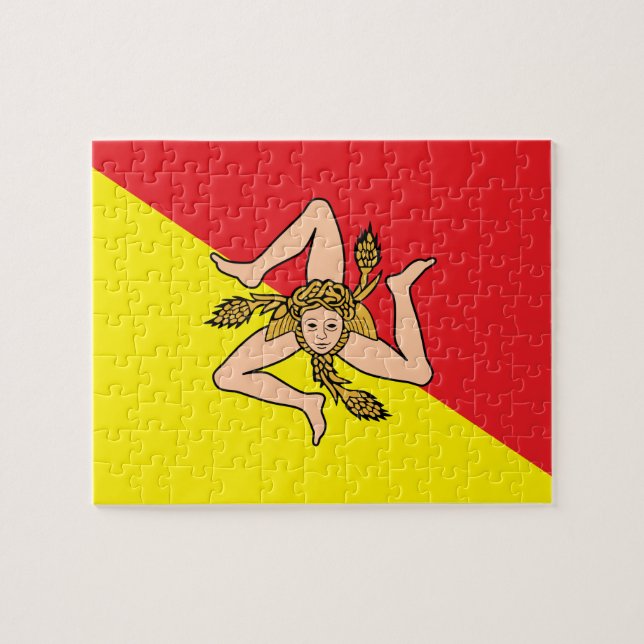 Puzzle with Flag of Sicily, Italy (Horizontal)