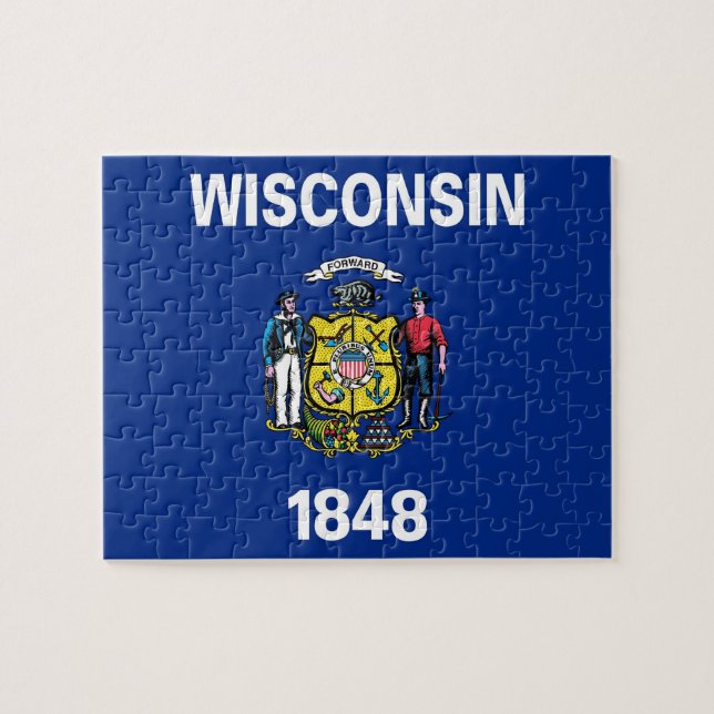 Puzzle with Flag of Wisconsin State (Horizontal)