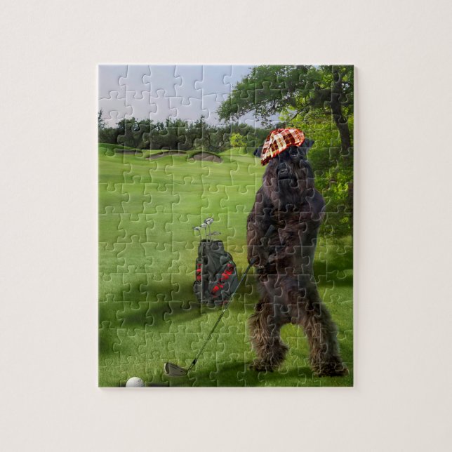 Puzzle with funny golfing terrier scene (Vertical)