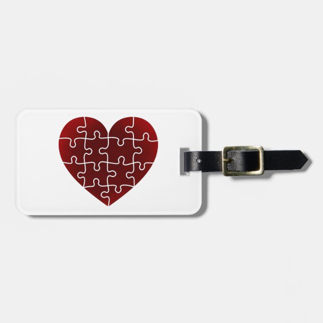 Puzzled Hearts Luggage Tag (Front Horizontal)