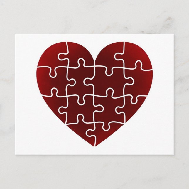 Puzzled Hearts Postcard (Front)