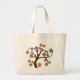 Puzzled Tree of Life Large Tote Bag