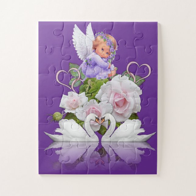 Puzzles Angel Swans Purple (Vertical)