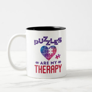 Puzzles Are My Therapy Jigsaw Puzzle Lover Two-Tone Coffee Mug