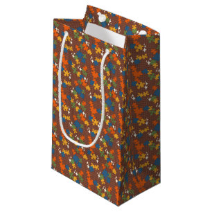 Puzzles - Autumn Colour Outline Colour Background Small Gift Bag