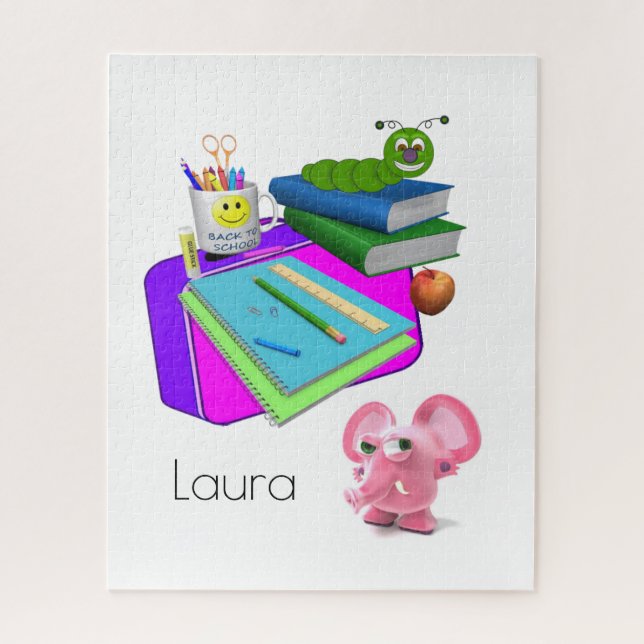 Puzzles Back to School Pink Pig Worm (Vertical)