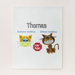 Puzzles Before & After Coffee Cats Don't Panic