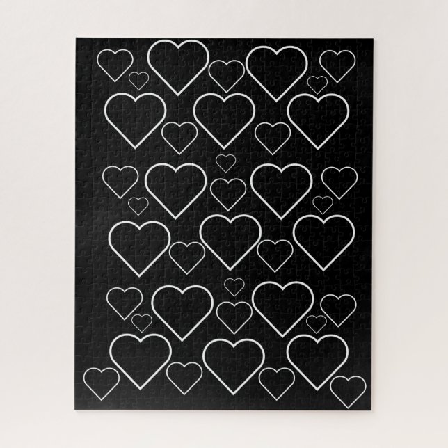 Puzzles Black White Hearts (Vertical)