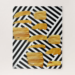 Puzzles Black & White Stripe Gold