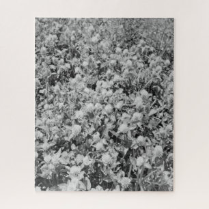 Puzzles Black & White Vintage Flowers Print 