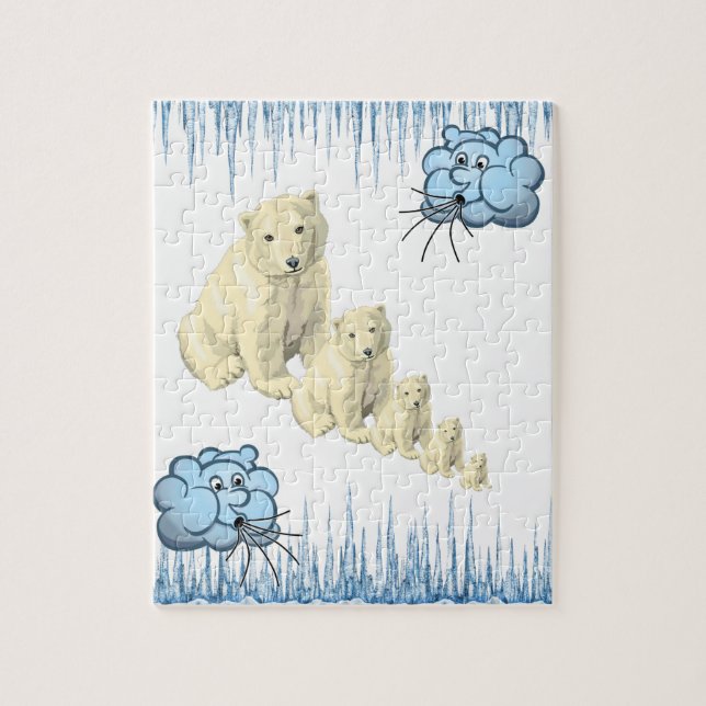 Puzzles Blue Clouds Polar Bears Ice (Vertical)