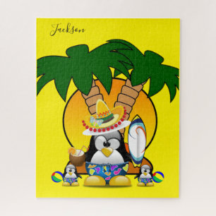 Puzzles Blue Penguin Surfer Sombrero