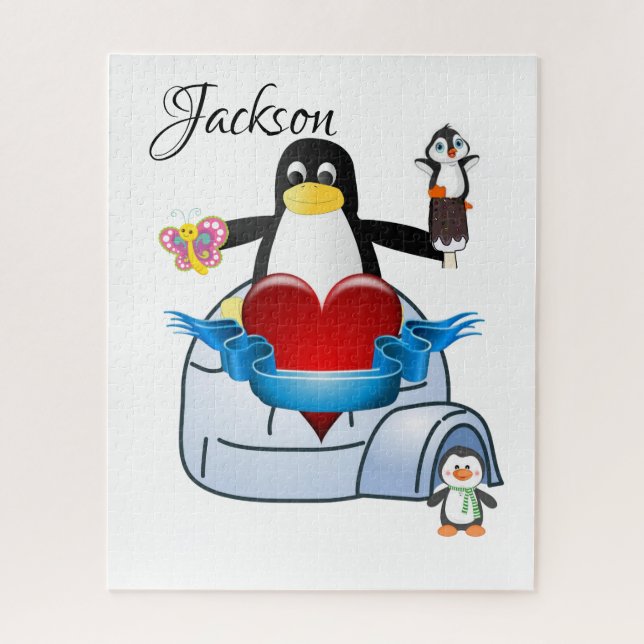 Puzzles Butterfly  Penguin Hearts Happy Valentine (Vertical)