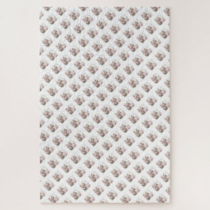 Puzzles Challenging White Floral White Kitty Cat 