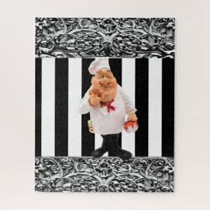 Puzzles Chef Black  & White Stripe
